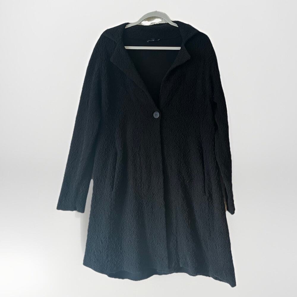 Eileen Fisher Black Textured Longline Cardigan Size Small Basic Closet Staple